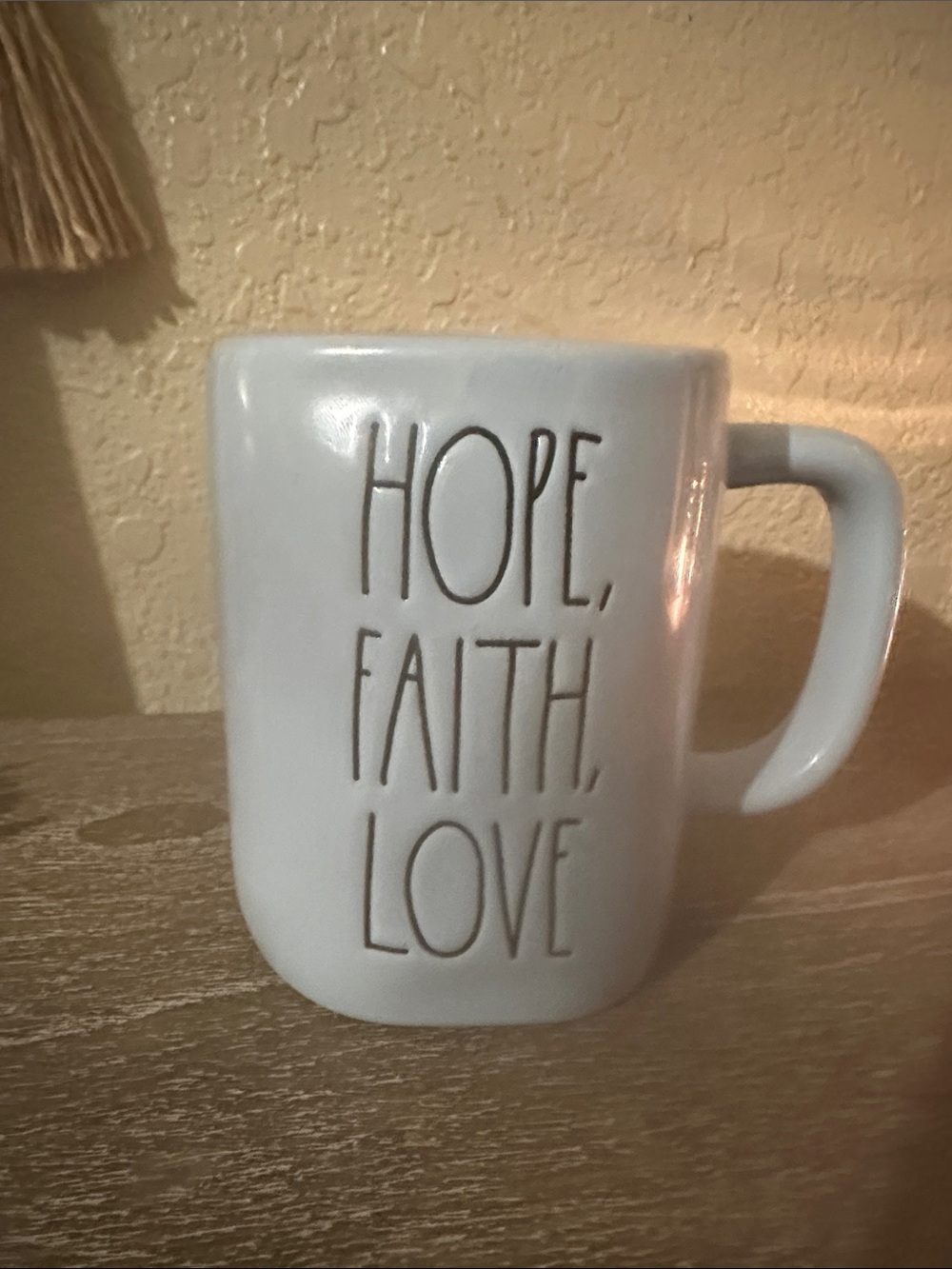 Rae Dunn Pale Blue "Hope, Faith, Love" Ceramic Mug